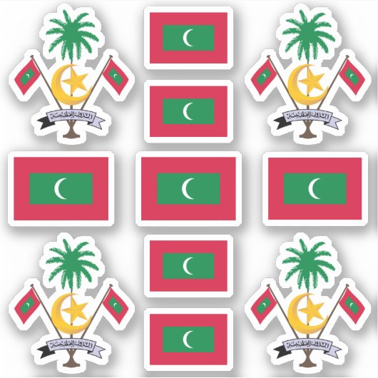 Maledivische Staatssymbole/Wappen und Fahne Aufkleber (Vorderseite)