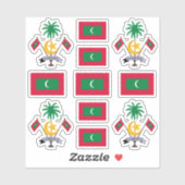 Maledivische Staatssymbole/Wappen und Fahne Aufkleber (Blatt)