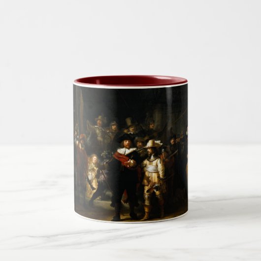 Malen der Nachtwache durch Rembrandt Van Rijn Zweifarbige Tasse (Mittel)