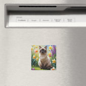 Malen der Siamesen Katzenfrühlingsblumen Magnet (In Situ (Geschirrspüler))