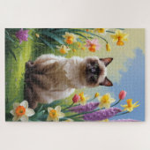 Malen der Siamesen Katzenfrühlingsblumen Puzzle (Horizontal)
