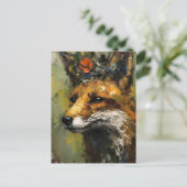 Malen eines Roten Fuchses in einer Krone Postkarte (Stehend Vorderseite)