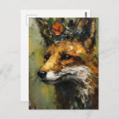 Malen eines Roten Fuchses in einer Krone Postkarte (Vorne/Hinten)