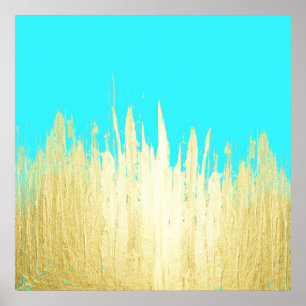 Malen Sie Anschläge im Imitat-Gold auf Aqua Poster
