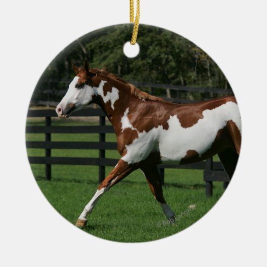 Malen Sie das Pferd, das 1 laufen lässt Keramik Ornament (Vorne)