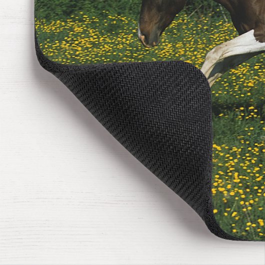 Malen Sie das Pferd, das in Feld der Blumen läuft Mousepad (Ecke)