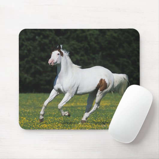 Malen Sie das Pferd, das in grasartiges Feld läuft Mousepad (Mit Mouse)
