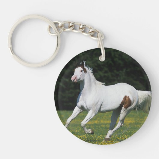 Malen Sie das Pferd, das in grasartiges Feld läuft Schlüsselanhänger (Vorderseite)