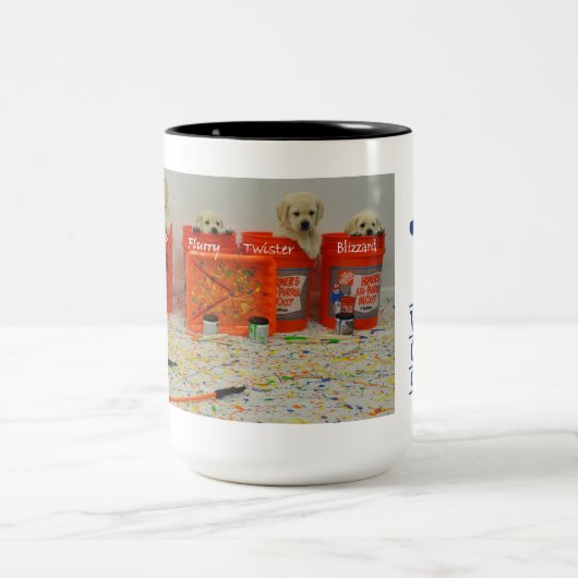 Malen Sie Eimer-Welpen-Tasse Zweifarbige Tasse (Mittel)