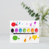 malen Sie Kasten mit Spritzern Postkarte (Stehend Vorderseite)