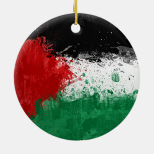 Malen Sie Palestine-Flagge im Grunge-Stil Keramik Ornament