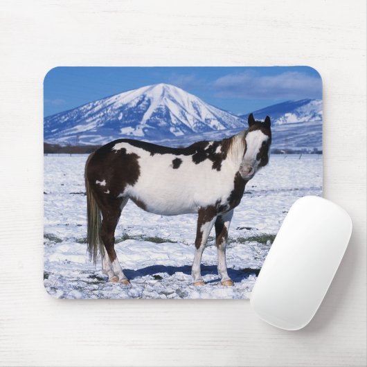 Malen Sie Pferd stehend im Schnee Mousepad (Mit Mouse)