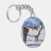 Malen Sie Pferd stehend im Schnee Schlüsselanhänger (Vorderseite links)