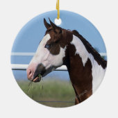 Malen Sie Pferd stehend Keramik Ornament (Hinten)