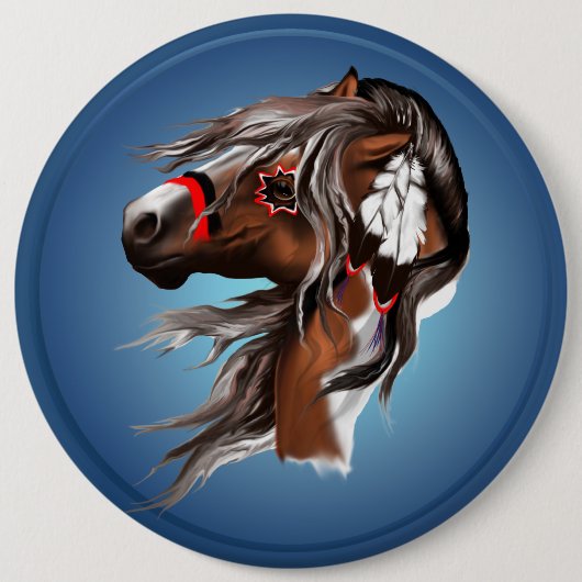 Malen Sie Pferd und Feder-Knopf Button (Vorderseite)