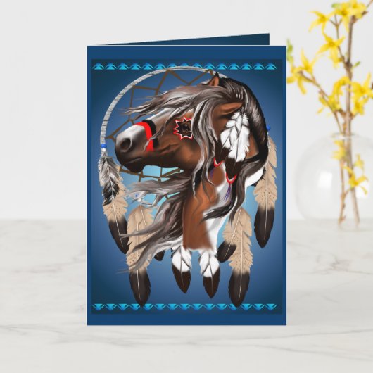 Malen Sie PferdDreamcatcher Karte (Gelbe Blume)