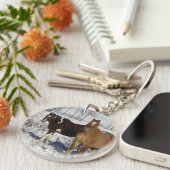 Malen Sie Pferde im Schnee Schlüsselanhänger (Vorderseite rechts)