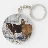 Malen Sie Pferde im Schnee Schlüsselanhänger (Rückseite)