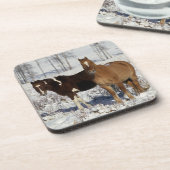 Malen Sie Pferde im Schnee Untersetzer (Linke Seite)