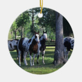 Malen Sie Pferde in den Bäumen Keramikornament (Vorne)