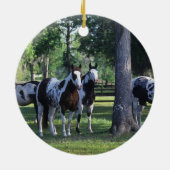 Malen Sie Pferde in den Bäumen Keramikornament (Hinten)
