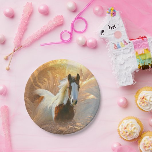 Malen Sie Pferdegold ein 7 Zoll-Pappteller Pappteller (Party)