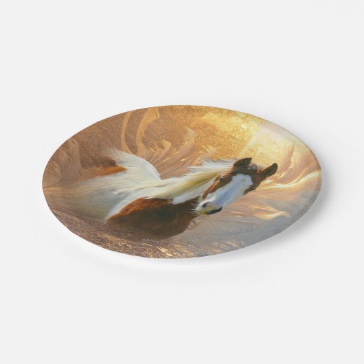 Malen Sie Pferdegold ein 7 Zoll-Pappteller Pappteller (Schrägansicht)