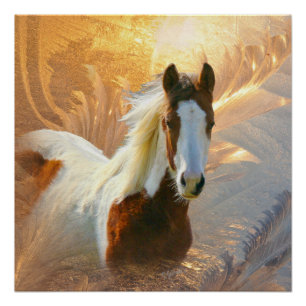 Malen Sie Pferdegoldperfektes Plakat Poster