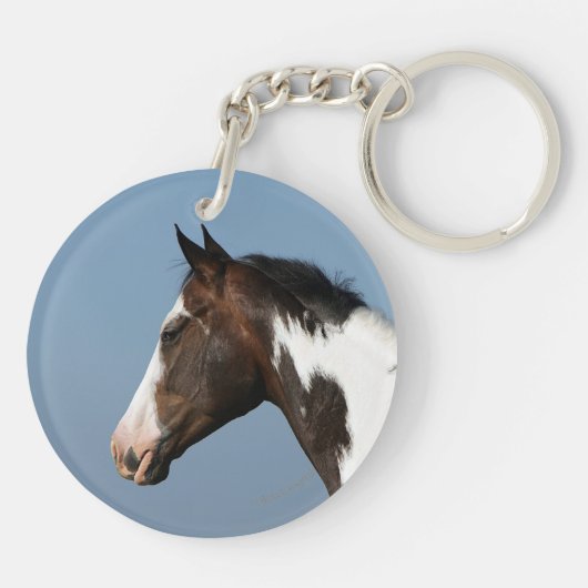 Malen Sie PferdeHeadshot 1 Schlüsselanhänger (Rückseite)