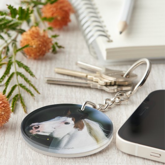 Malen Sie PferdeHeadshot 3 Schlüsselanhänger (Vorderseite rechts)