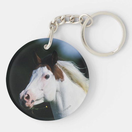 Malen Sie PferdeHeadshot 3 Schlüsselanhänger (Rückseite)