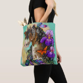 Malen Sie Pferdemustang mit Iris und Tasche (Von Nahem)