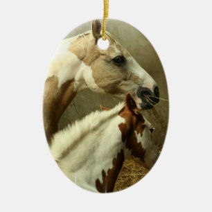 Malen Sie Pferdepaar-Verzierung Keramik Ornament