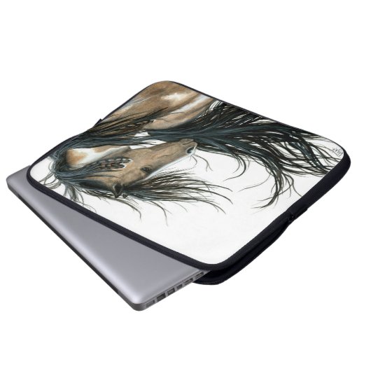 Malen Sie Pinto-majestätisches Pferd durch Bihrle Laptopschutzhülle (Vorne Knopf)