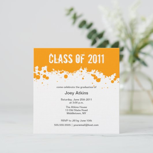 Malen Sie Spritzer-Abschluss-Einladung Einladung (Stehend Vorderseite)