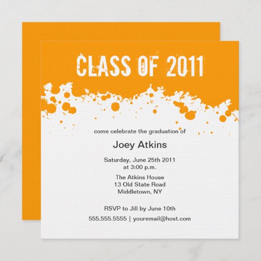 Malen Sie Spritzer-Abschluss-Einladung Einladung (Vorne/Hinten)