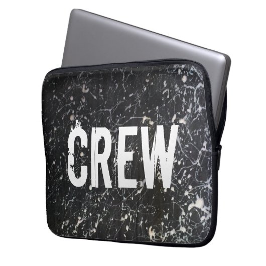 Malen Sie Spritzer CREW | Holzkohle und Weiß Laptopschutzhülle (Vorderseite Links)