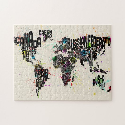 Malen Sie spritzt Textabbildung der Welt Puzzle (Horizontal)