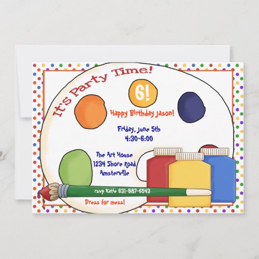 Malen Sie Versorgungs-Einladung Einladung (Vorderseite)