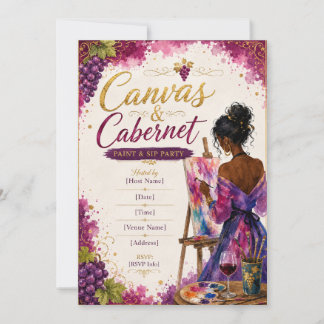 Malen und Trinken Einladung Canva & Cabernet