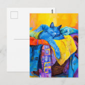 Malen von Katzen Schlafen in Wäscheständer Postkarte (Vorne/Hinten)