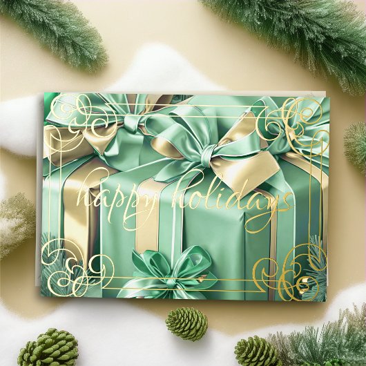 Malen von Weihnachtsgeschenken Mint Green Feiertagskarte