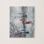 Malen Winterliebhaberschnee Londons Themse Big Ben Puzzle (Vertikal)