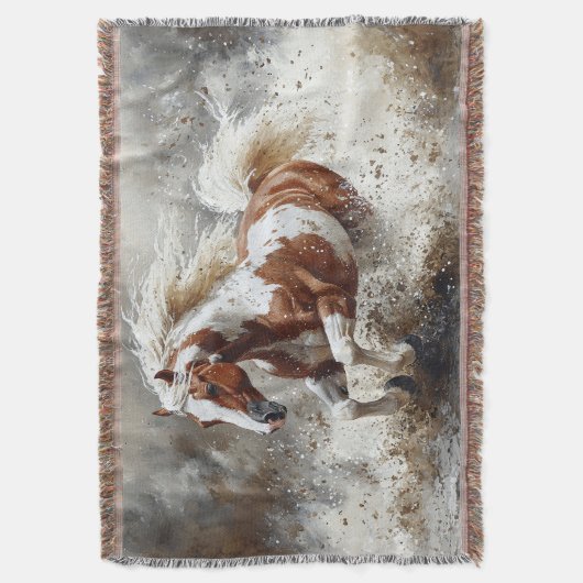 Malendes Pferd, das durch Wasser läuft Decke (Vorderseite Vertikal)