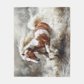 Malendes Pferd, das durch Wasser läuft Fleecedecke (Vorderseite)