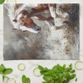 Malendes Pferd, das durch Wasser läuft Geschirrtuch (Gefaltet)