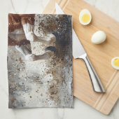 Malendes Pferd, das durch Wasser läuft Geschirrtuch (Viertel Falte)