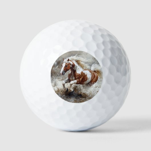 Malendes Pferd, das durch Wasser läuft Golfball (Vorderseite)