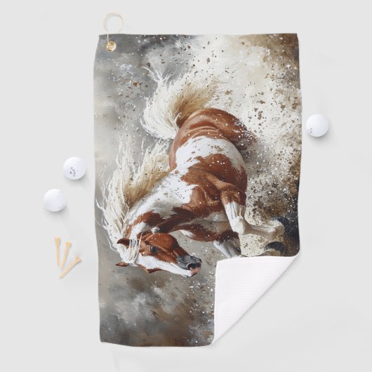 Malendes Pferd, das durch Wasser läuft Golfhandtuch (Insitu)