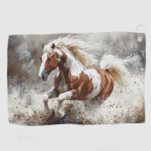 Malendes Pferd, das durch Wasser läuft Golfhandtuch (Horizontal)